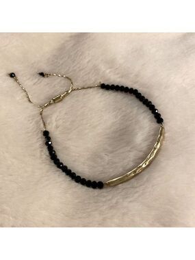 New Gold bar bracelet on black crystal beads